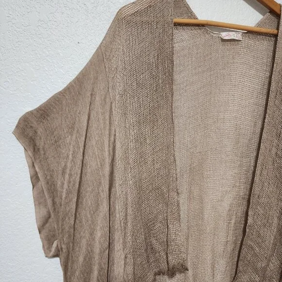 Free People All Tous Open Front Minimalist Kimono Neutral Beach Vacation Wear - Picture 5 of 11